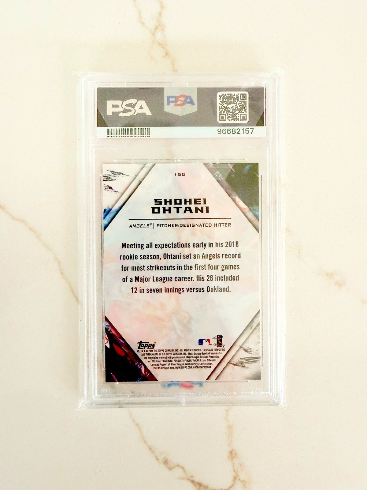 2018 Topps Fire Shohei Ohtani #150 Rookie RC PSA 9 MINT Angels view 2