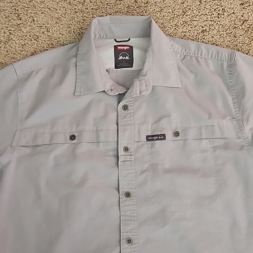 Wrangler Hemd Herren Large grau belüftet Angeln Wandern Freizeit Kurzarm - Bild 2 von 9