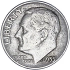 1955 D Roosevelt Dime 90% Silver  VF