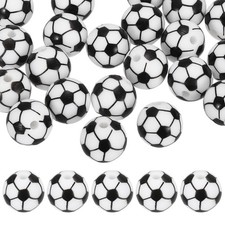 25PCS Sports Football Beads 12mm Silicone for DIY Crafts/Bracelet White