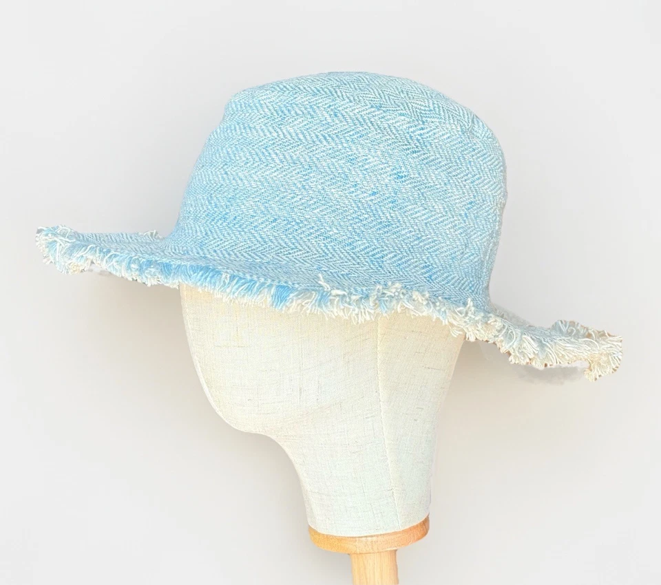 Sombrero de playa tono azul para sol, sombrero hippie boho, unisex sombrero de playa liso azul Foto 3 de 4