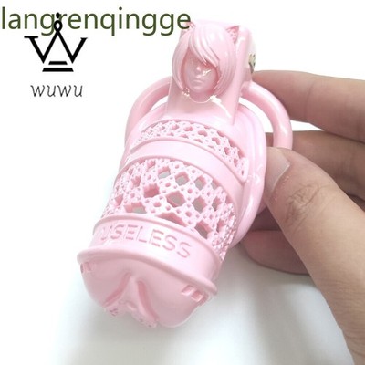 New Male Pink Spiked Sissy Slave Cage Chastity Devices 3D Printed Cage Ring