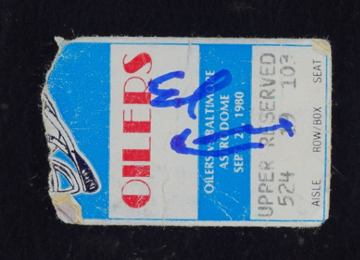 1980 Sep 21 Earl Campbell TD Signed Oiler Football Ticket Certified PSA 1 DNA 10 view 2
