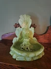 VTG Royal Haeger Acanthus Leaf Bowl R-819 Chartruse Green With Flower Frog