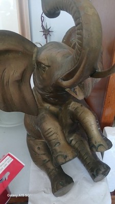 Huge Brass Elephant trunk up 17'' Tall  14.5'' Ear to ear.