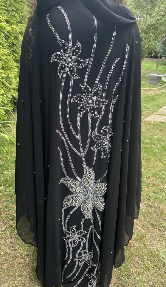 NEU Abaya Kaftan Hijabkleid Maxikleid Damen Langarm Schwarz - Bild 4 von 4