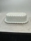 Fenton - Vintage 1960s Hobnail Milk Glass Butter Dish - 7.5 x 3.75 x 2.75 in.