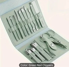 16pcs Professional Manicure Pedicure Set Nail Clippers Kit with Travel Case