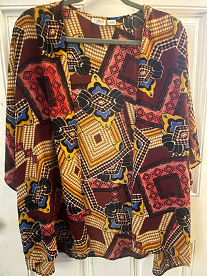 Cato Woman Women s Regular 2XS Multicolor Geometric 3/4 Sleeve Blouse-Shawl