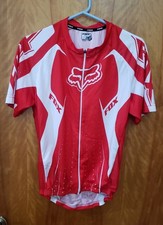 Fox Racing MTB Cycling Jersey Red White Full-Zip Performance Lightweight Men's L