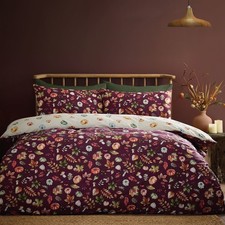 Catherine Lansfield Autumn Pumpkins Reversible Duvet Cover Bedding Set Plum