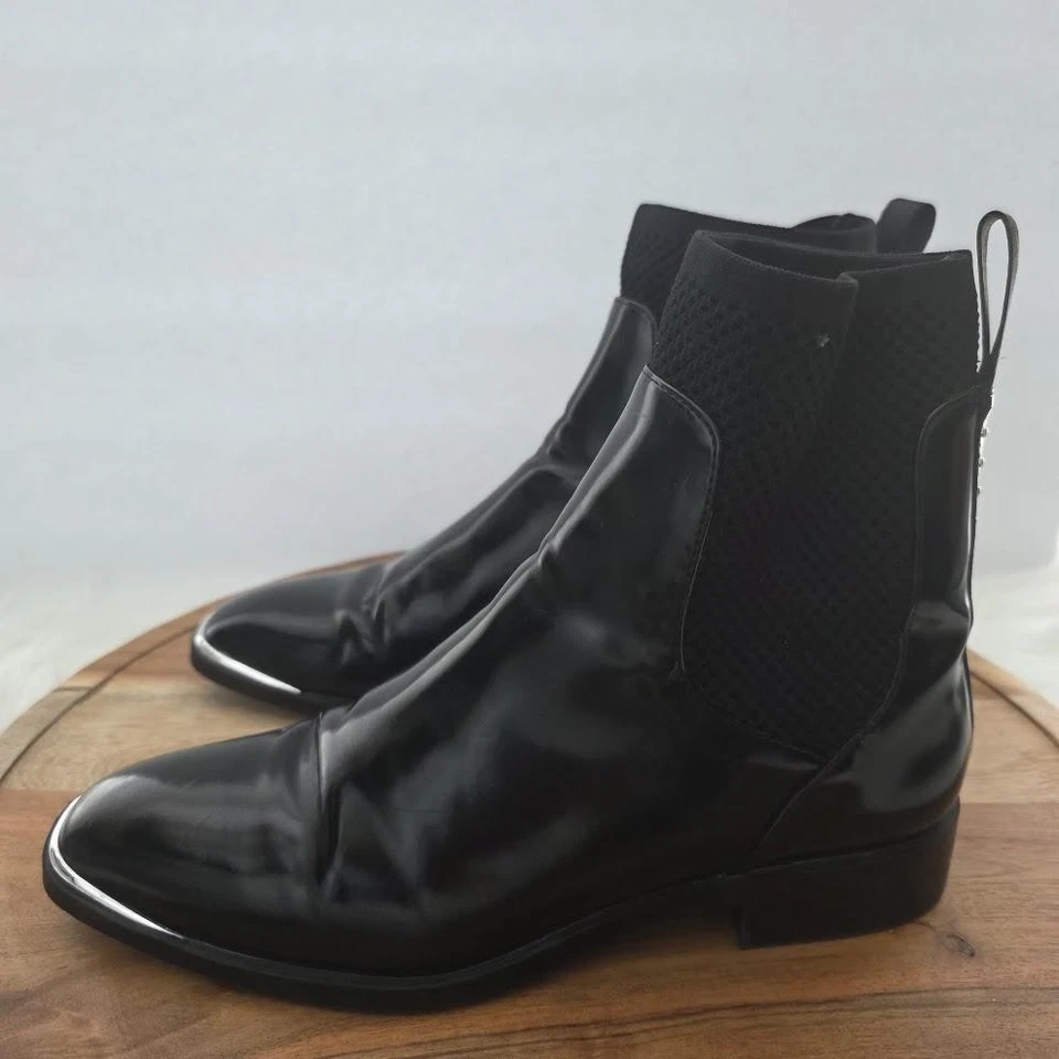 Botas Zara Trafaluc para mujer talla 38 metálicas punta cuadrada tachonadas zapatos Chelsea Foto 3 de 4