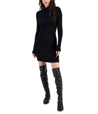 Hooked Up by IOT Womens Rib Knit Sweater Dress, black, Juniors, LARGE