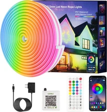 Neon Rope Lights, 20FT RGB LED Strip Lights, Size: 20FT