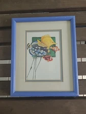 Vintage 1991 Paul Brent 5x7 Tropical Clown Fish Litho Matted Framed 9x11" 