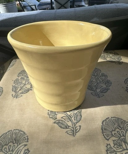 Vintage Yellow  BAUER Pottery #6 Flower Pot RINGWARE Step Los Angeles
