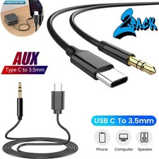 2 PCS USB-C to 3.5mm Aux Cable Audio Cord Car Stereo For iPhone/Samsung/Android