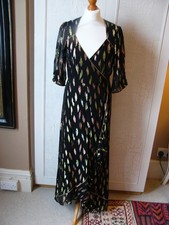 STARDUST BLACK SHIMMER MAXI WRAP DRESS (M)