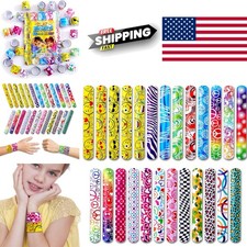 50 Pcs Christmas Slap Bracelets for Kids Colorful Snap Bracelets Party Favors