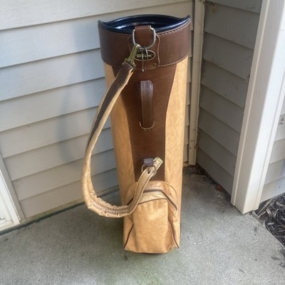 Vintage Wilson Light Brown Faux Leather Golf Club Cart Bag Made In 