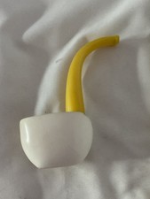 Vintage Meerschaum Pipe Yellow Stem White Toilet style Bowl Never Used