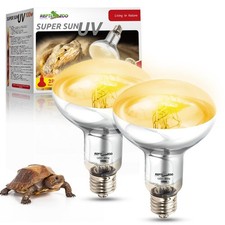 2PACK Reptile Heat Lamp Bulb, 100W Full Spectrum UVA UVB Sun Lamp, Self-Balla...