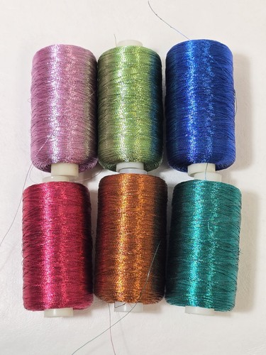 Vintage Metallic Embroidery Thread Pink Greenblue Turquoise Rust Fuschia