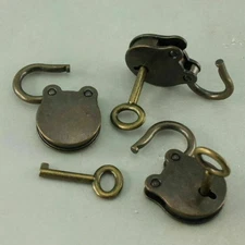 3 * Old Vintage Antique Style Mini Padlocks Key Lock Bronze Retro Jewelry Lock D