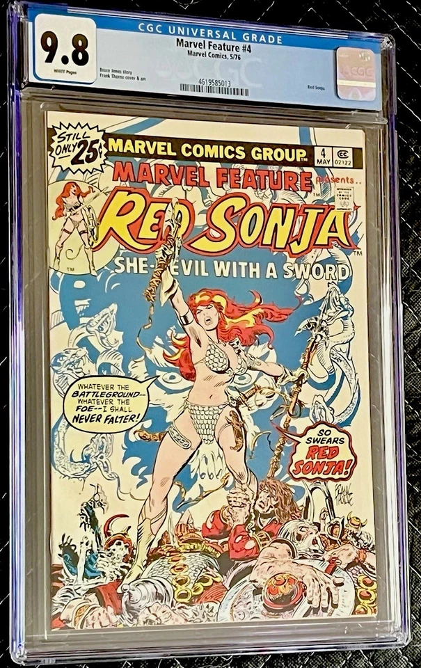 Marvel Feature #4 CGC 9,8 casi nuevo/como nuevo con Sonja roja páginas blancas 1975 Foto 3 de 4