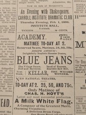 JAN 31, 1894 NEWSPAPER PAGE #1937- HARRY KELLAR MAGIC- NEXT WEEK