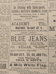 JAN 31, 1894 NEWSPAPER PAGE #1937- HARRY KELLAR MAGIC- NEXT WEEK