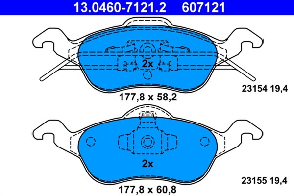 ATE Bremsbelagsatz Scheibenbremse 13.0460-7121.2 FüR Ford Focus DBW DNW DFW DAW-image