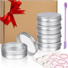 Aluminum Tin Cans 24PCS 2 Oz Metal Round Containers Screw Lid Empty Small Tra...