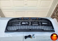 For Ford F150 Mesh Grill 2009-2014 Raptor Style Upper F150 Grille w/Letter+LED