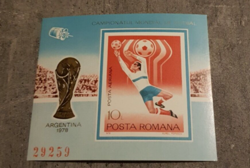 ROMANIA SOCCER ARGENTINA BLOCK IMPERFORED MNH - Picture 1 of 2
