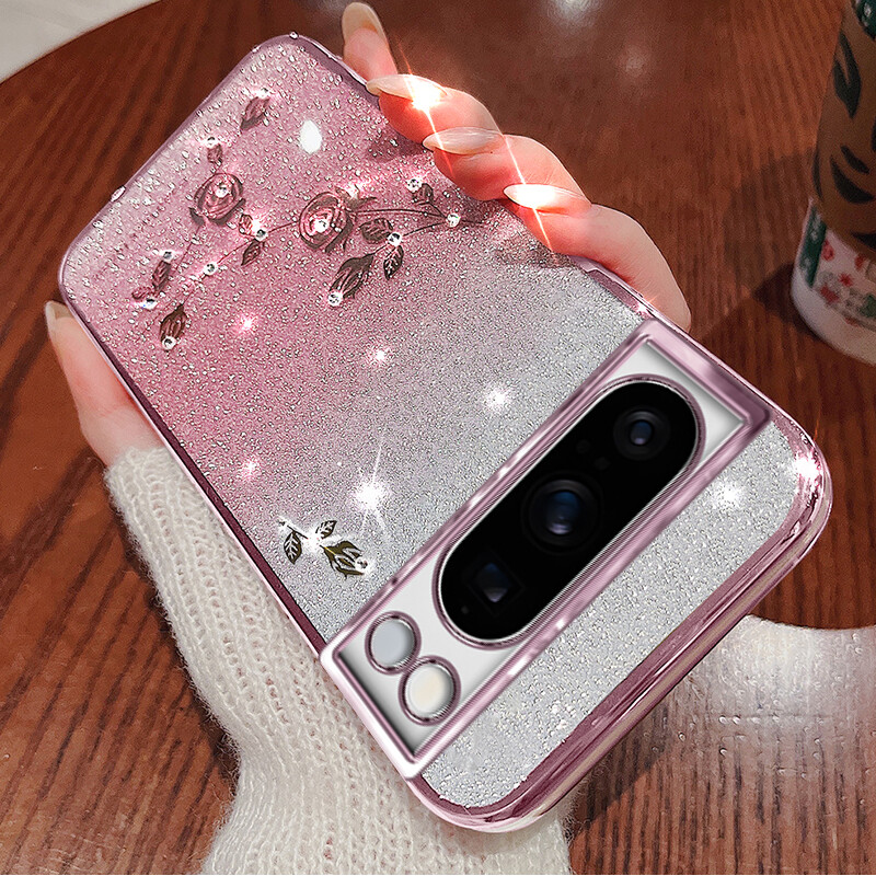 Google Pixel 9 Glitzer-Hülle – 3D Bling Design, PU Leder Flip Case Mit 3 Kartenfächern & Standfunktion