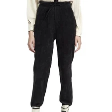 NEW ISABEL MARANT BLACK VELVET CORDUROY HIGH-WAISTED PANTS FR 34, US 2