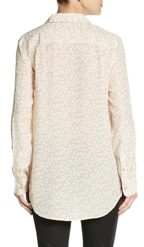 Equipment Reese Clean Silk Heart-Print Blouse Nude/Bright White S Nwt $268 - Picture 2 of 8