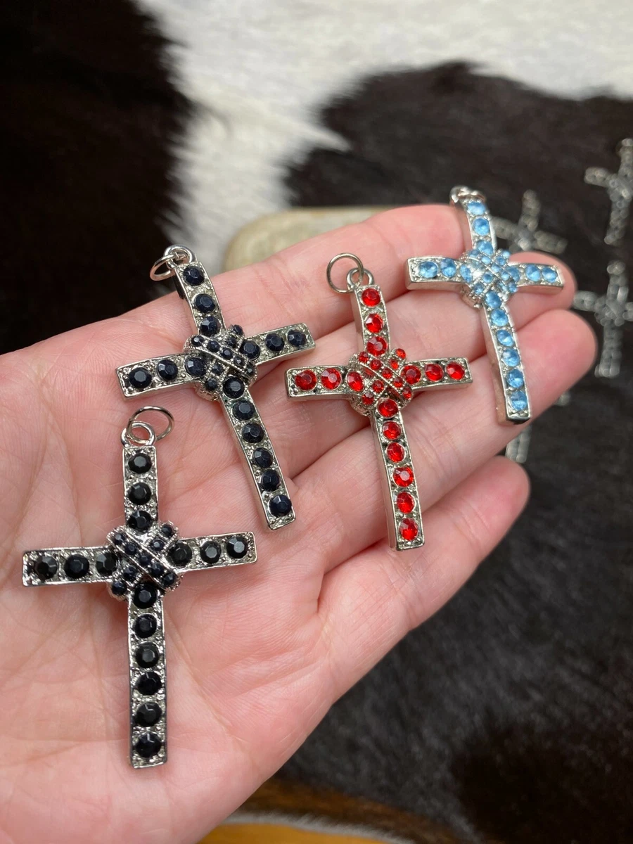 Cross Pendant Lot Jewelry Making 12 pcs Religious Silver Tone 2 Simple