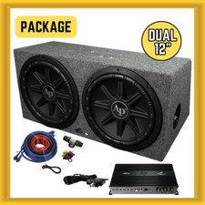Audiopipe Bass Package Dual 12 Subwoofer Enclosure with Amplifier Wiring Kit