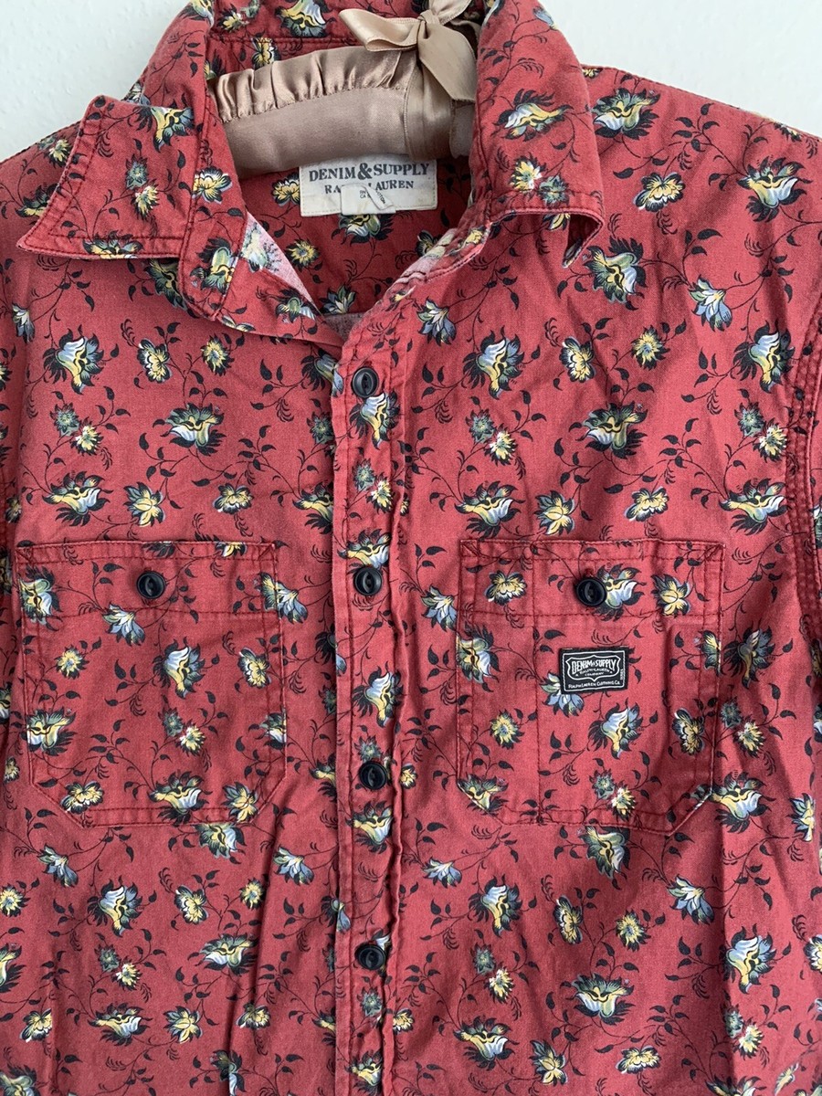 S Ralph Lauren Denim Supply Rust Red Floral Button Shirt Hipster