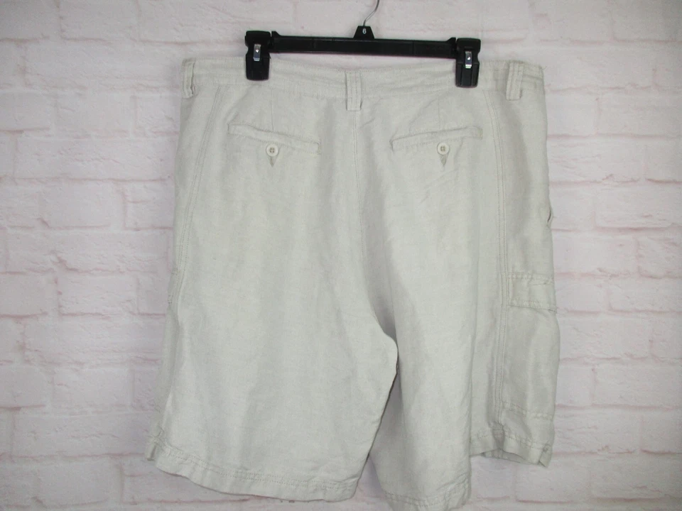 Pantalones Cortos Cubavera Hombre Talla 38 Caqui Mezcla Lino Foto 3 de 4