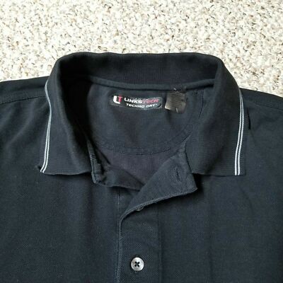 LARGE MEN'S LT LINKS TECH TECHNO DRY POLO SHIRT BLACK WHITE STRIPE