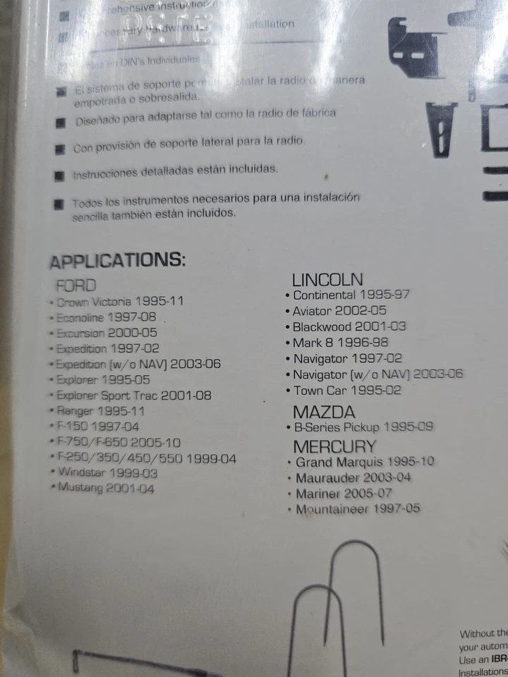 Metra IBR-527FD Stereo InstallationKit Most 1995-2011 Ford Mazda Lincoln Mercury - Image 4 of 4