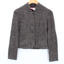 Lux Blazer Jacket Women's Casual Gray Cropped Long Sleeve Button Front Size Xs