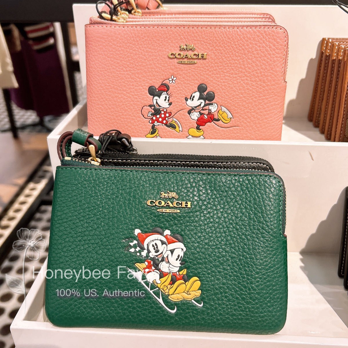 NWT Disney X Coach Corner Zip Wristlet With Sled Motif/Ice Skate