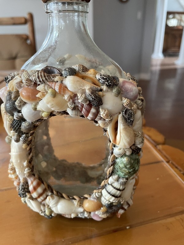 Handmade Decorative Bottle made of Seashells 8.5 Inches ( No Cork)