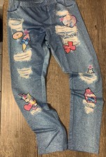 Jojo siwa Sz L 10/12 jean denim style unicorn Cupcake Bow leggings