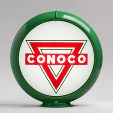 Conoco Triangle Gas Pump Globe 13.5" in Green Plastic Body (G120)