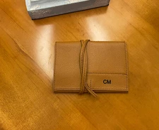 Mark And Graham Leather Charge Roll Ups Nuetral Camel Mono “CM” NWOT